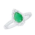 thumbnail image 1 of Rosec Jewels Emerald Engagement Ring for Women (0.6 Ct, AAA Grade) - Leaf Inspired Emerald Diamond Ring with Jewelry Box, 925 Sterling Silver, US 4.00, 1 of 8