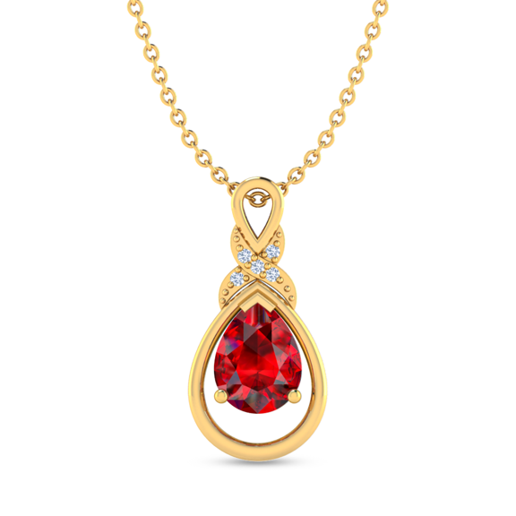 Pear Shape Garnet Infinity Solitaire Gold Plated Necklace Gift For Congratulation || Ali Baba Jewellery