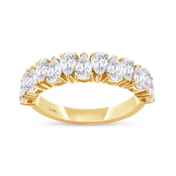 Pear Shape Half Eternity Wedding Band Ring For Women (14K Solid Gold) 1.20 Carat IGI Certified Lab Grown Diamond Stackable Promise Anniversary Ring Gift For Women