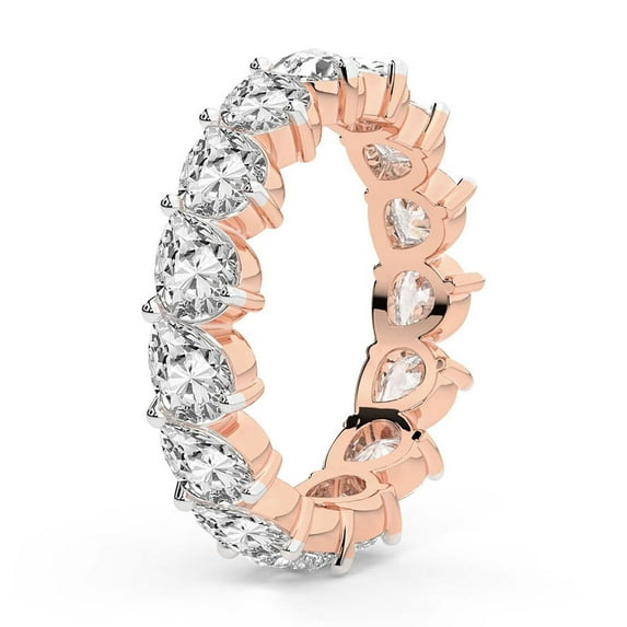 Pear Shape Lab Grown Diamond Danna Eternity Ring For Women | 3 Carat IGI Certified 14K Rose Gold | FG-VS Quality Friendly Diamonds Eternity Ring Size 8