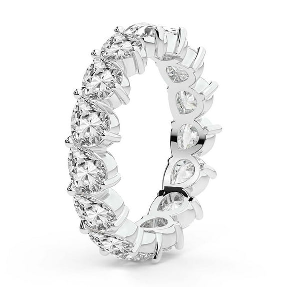 Pear Shape Lab Grown Diamond Danna Eternity Ring For Women | 5 Carat IGI Certified 14K White Gold | FG-VS Quality Friendly Diamonds Eternity Ring Size 4