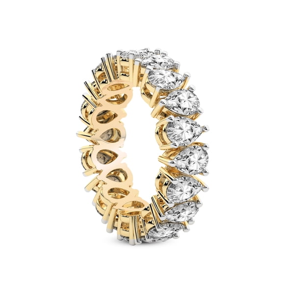Pear Shape Lab Grown Diamond Fable Eternity Ring For Women | 7 Carat EGL Certified 14K Yellow Gold | FG-VS Quality Friendly Diamonds Eternity Ring Size 4