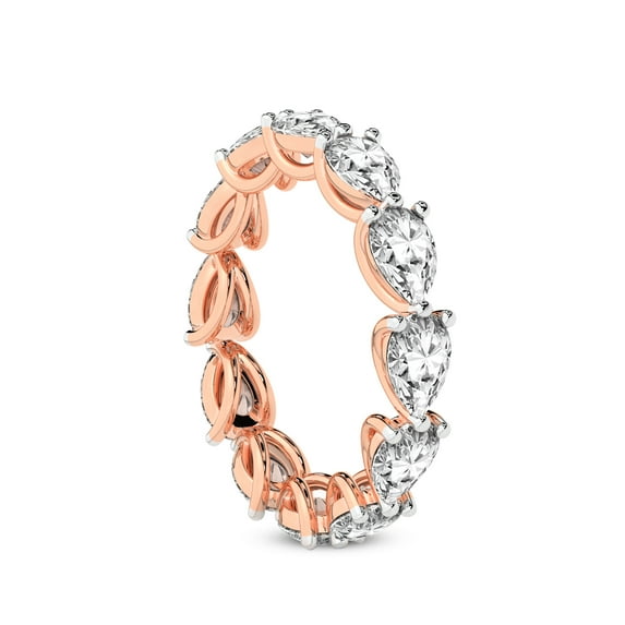 Pear Shape Lab Grown Diamond Lily Eternity Ring For Women | 3 Carat EGL Certified 14K Rose Gold | FG-VS Quality Friendly Diamonds Eternity Ring Size 4.5