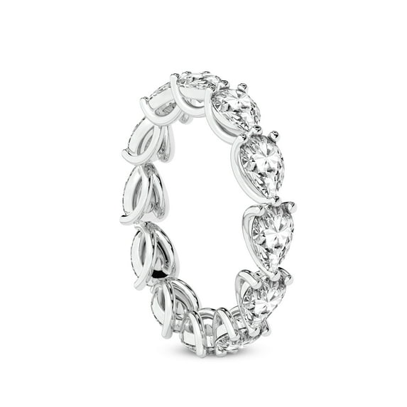 Pear Shape Lab Grown Diamond Lily Eternity Ring For Women | 4 Carat EGL Certified 14K White Gold | FG-VS Quality Friendly Diamonds Eternity Ring Size 7