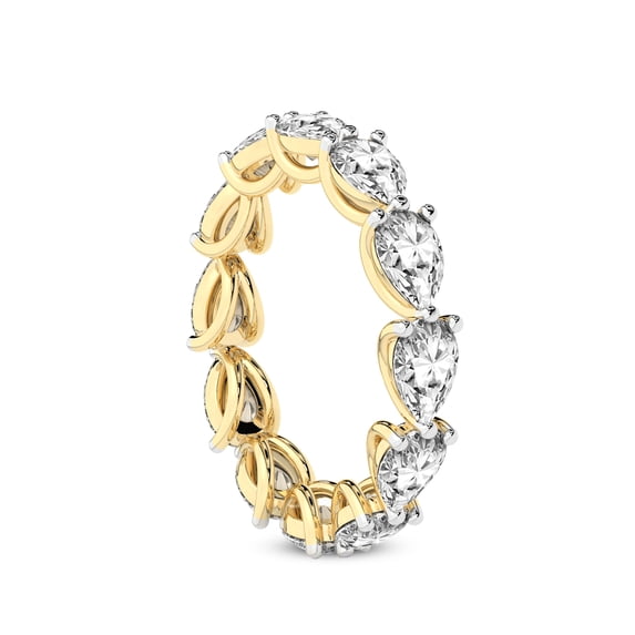 Pear Shape Lab Grown Diamond Lily Eternity Ring For Women | 4 Carat EGL Certified 14K Yellow Gold | FG-VS Quality Friendly Diamonds Eternity Ring Size 4.5
