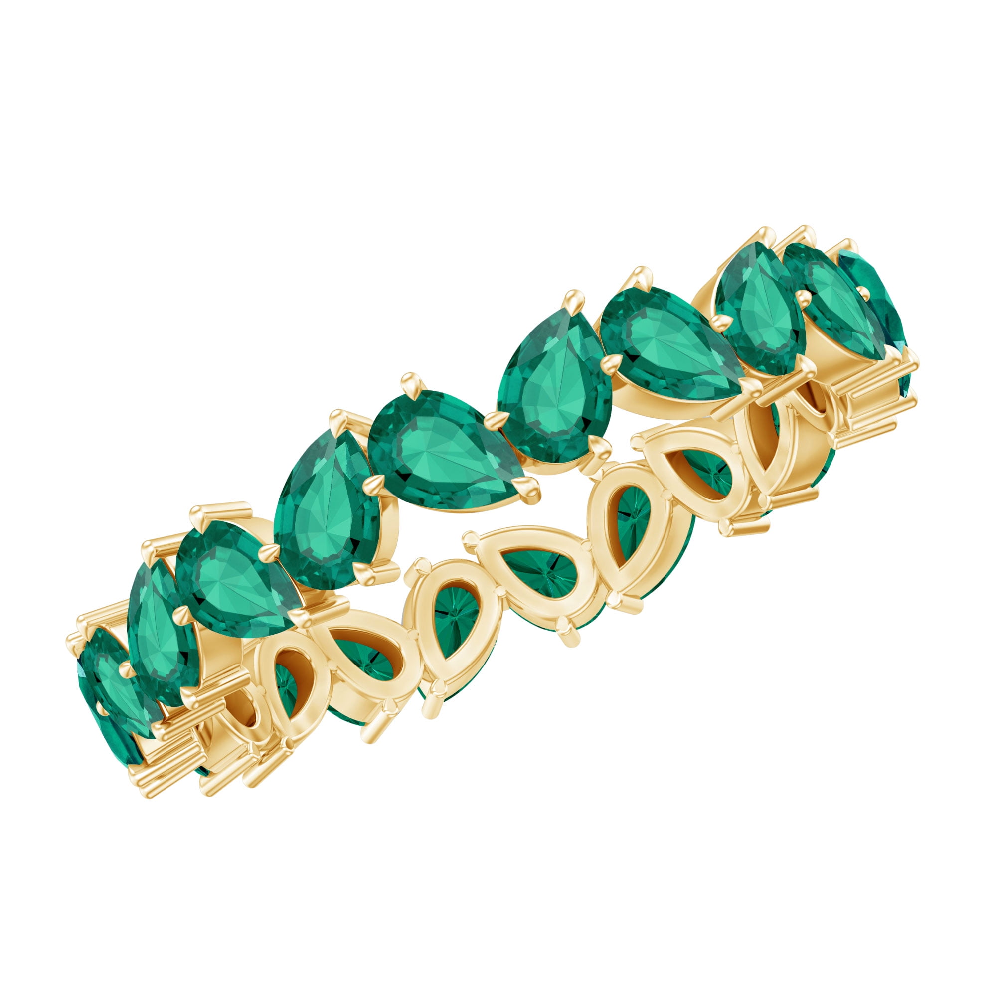 Rosec Jewels Pear Shape Lab Grown Emerald Eternity Ring for Women ...