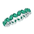 thumbnail image 1 of Rosec Jewels Pear Shape Lab Grown Emerald Eternity Ring for Women - AAAA Grade, 14K White Gold, US 4.50, 1 of 8