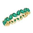 thumbnail image 1 of Rosec Jewels Pear Shape Lab Grown Emerald Eternity Ring for Women - AAAA Grade, 14K Yellow Gold, US 12.00, 1 of 8