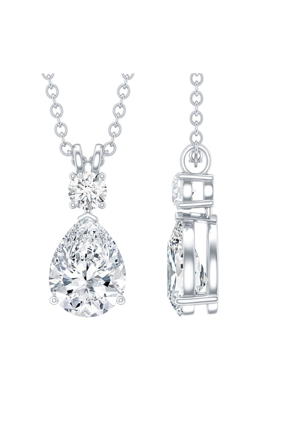 Pear Shape Moissanite Drop Pendant Necklace for Women (6X8 mm, D-VS1 Grade), 925 Sterling Silver