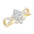 thumbnail image 1 of Rosec Jewels Certified Moissanite Engagement Ring - Designer Crossover Ring for Women - 5X7 mm Pear - D-VS1 Grade, 10K Yellow Gold, US 13.00, 1 of 9