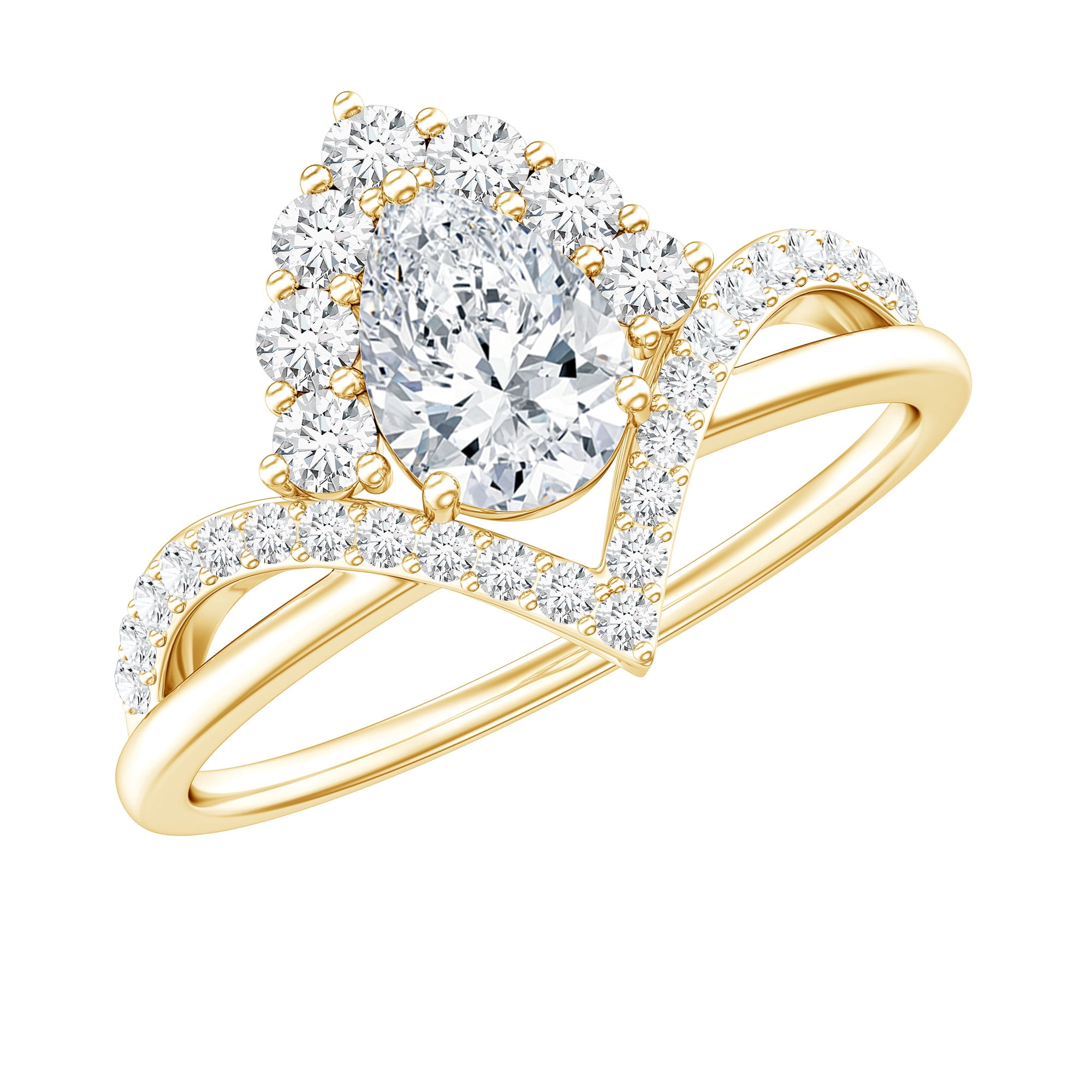 Rosec Jewels Pear Shape Moissanite Engagement Ring for Women - 5X7 mm ...