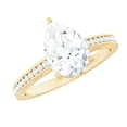 thumbnail image 1 of Rosec Jewels Pear Moissanite Engagement Ring with Side Stones - 7X10 mm Teardrop Ring for Women - 2 Ct Ring - D-VS1 Grade, 18K Yellow Gold, US 5.50, 1 of 8