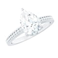 thumbnail image 1 of Rosec Jewels Pear Moissanite Engagement Ring with Side Stones - 7X10 mm Teardrop Ring for Women - 2 Ct Ring - D-VS1 Grade, 925 Sterling Silver, US 4.00, 1 of 8