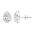 thumbnail image 1 of Rosec Jewels Certified Moissanite Halo Stud Earrings for Women - 5X7mm Pear Shape - D-VS1 Quality - Ready to Gift with Jewelry Box, 925 Sterling Silver, 1 of 8