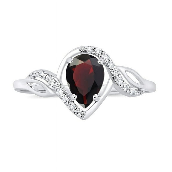 Pear Shape Natural Red Garnet January Birthstone Jewelry 925 Sterling Silver Ring