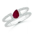 thumbnail image 1 of Pear Shape Red Ruby CZ Diamond Band Ring Women 925 Sterling Silver July Birthstone Wedding Anniversary Gift Gemstone Jewelry, 1 of 5