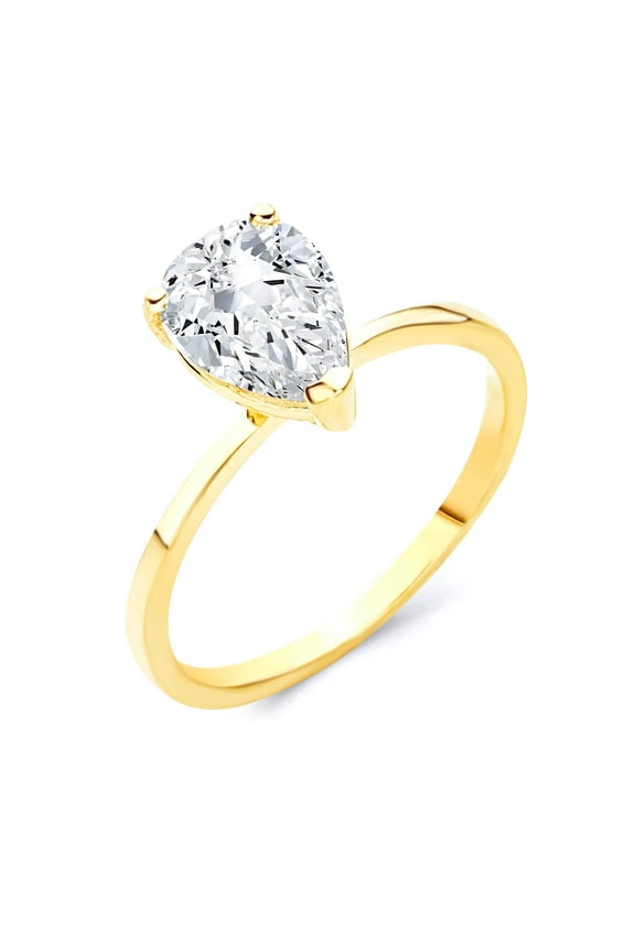 Pear Shape Solitaire Engagement Proposal Ring in Solid Gold