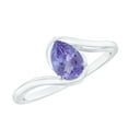 thumbnail image 1 of Rosec Jewels Pear Shape Tanzanite Solitaire Bypass Ring, December Birthstone Ring (5X7 mm), 14K White Gold, US 13.00, 1 of 8