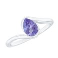 thumbnail image 1 of Rosec Jewels Pear Shape Tanzanite Solitaire Bypass Ring, December Birthstone Ring (5X7 mm), 14K White Gold, US 4.00, 1 of 8