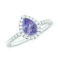 thumbnail image 1 of Rosec Jewels Tanzanite Teardrop Engagement Ring with Halo - 5X7 mm - Tanzanite Diamond Ring for Women - AAA Quality Certified, 10K White Gold, US 9.00, 1 of 6