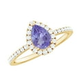 thumbnail image 1 of Rosec Jewels Tanzanite Teardrop Engagement Ring with Halo - 5X7 mm - Tanzanite Diamond Ring for Women - AAA Quality Certified, 18K Yellow Gold, US 11.50, 1 of 6