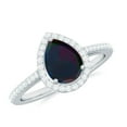 thumbnail image 1 of Rosec Jewels Classic Black Opal Teardrop Engagement Ring with Halo - 6X8 mm - Real Black Opal Diamond Ring - AAA Quality, 18K White Gold, US 10.00, 1 of 9