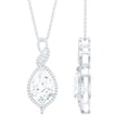 thumbnail image 1 of Rosec Jewels Pear Shaped Cubic Zirconia Pendant Necklace for Women (12X8 mm), 10K White Gold, 1 of 8