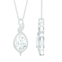 Rosec Jewels Pear Shaped Cubic Zirconia Pendant Necklace for Women (12X8 mm), 925 Sterling Silver