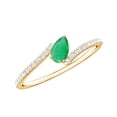 thumbnail image 1 of Rosec Jewels Pear Shaped Emerald Promise Ring for Women with Diamond - AAA Grade, 10K Yellow Gold, US 12.50, 1 of 4