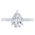 thumbnail image 1 of Rosec Jewels Pear Shaped Lab Diamond Engagement Ring with Side Stones - 6x8 MM - EF-VS Quality, 14K White Gold, US 7.00, 1 of 9
