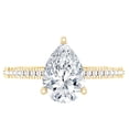 thumbnail image 1 of Rosec Jewels Pear Shaped Lab Diamond Engagement Ring with Side Stones - 6x8 MM - EF-VS Quality, 18K Yellow Gold, US 12.50, 1 of 9