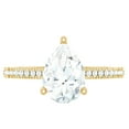 thumbnail image 1 of Rosec Jewels Pear Shaped Lab Diamond Engagement Ring with Side Stones - 6x8 MM - EF-VS Quality, 18K Yellow Gold, US 12.50, 1 of 9