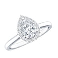 thumbnail image 1 of Pear Shaped Lab Diamond Halo Engagement Ring for Women - 0.6 Carat - EF-VS Grade Certified, 925 Sterling Silver, US 4.00, 1 of 9