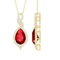 thumbnail image 1 of Rosec Jewels Pear Shaped Lab Grown Ruby Pendant with Diamond for Women (AAAA Grade, 12X8 mm), 18K Yellow Gold, 1 of 7