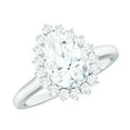 thumbnail image 1 of Rosec Jewels Moissanite Pear Shape Engagement Ring with Halo - 2 Carat - 7X10 mm - D-VS1 Quality Certified, 10K White Gold, US 4.50, 1 of 9