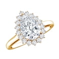 thumbnail image 1 of Rosec Jewels Moissanite Pear Shape Engagement Ring with Halo - 2 Carat - 7X10 mm - D-VS1 Quality Certified, 18K Yellow Gold, US 3.00, 1 of 8