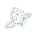 thumbnail image 1 of Rosec Jewels Certified Moissanite Teardrop Engagement Ring with Halo - 7X10 mm - Cocktail Ring - D-VS1 Grade, 10K White Gold, US 8.00, 1 of 8
