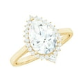 thumbnail image 1 of Rosec Jewels Certified Moissanite Teardrop Engagement Ring with Halo - 7X10 mm - Cocktail Ring - D-VS1 Grade, 14K Yellow Gold, US 11.50, 1 of 8