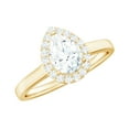 thumbnail image 1 of Rosec Jewels Moissanite Pear Shaped Engagement Ring with Halo - 5X7 mm - Teardrop Ring - D-VS1 Quality Certified, 10K Yellow Gold, US 10.50, 1 of 9