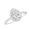 thumbnail image 1 of Rosec Jewels Moissanite Teardrop Engagement Ring with Halo - 1 Ct - 6X8 mm Pear Shape - D-VS1 Quality, 14K White Gold, US 4.00, 1 of 9