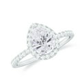 thumbnail image 1 of Rosec Jewels Moissanite Teardrop Engagement Ring with Halo - 1 Ct - 6X8 mm Pear Shape - D-VS1 Quality, 14K White Gold, US 7.00, 1 of 7