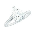 thumbnail image 1 of Rosec Jewels Moissanite Teardrop Engagement Ring 2 Carat - 7X10 mm - Bypass Ring - D-VS1 Quality Certified, 18K White Gold, US 7.00, 1 of 9