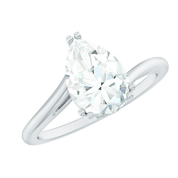 Rosec Jewels Moissanite Teardrop Engagement Ring 2 Carat - 7X10 mm - Bypass Ring - D-VS1 Quality Certified, 925 Sterling Silver, US 5.00