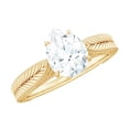 thumbnail image 1 of Rosec Jewels Moissanite Solitaire Engagement Ring 1 Ct - Vintage Style Ring (6X8 mm Pear Shape, D-VS1 Grade), 10K Yellow Gold, US 5.00, 1 of 8