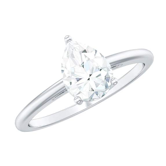 Rosec Jewels Moissanite Solitaire Engagement Ring 1 Carat - 6X8 mm Moissanite Teardrop Ring - D-VS1 Grade Certified, 925 Sterling Silver, US 6.00