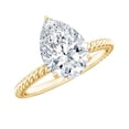thumbnail image 1 of Rosec Jewels Certified Moissanite Teardrop Engagement Ring 2 Carat - 7X10 mm Pear Shape Moissanite Ring - D-VS1 Quality, 14K Yellow Gold, US 3.50, 1 of 8
