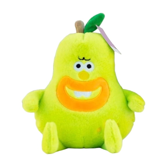 Pear Shaped Plush Figure - 8 Inch Soft Faux Fur Decor with Detachable Leaf for Desk, Shelf, and Home Display