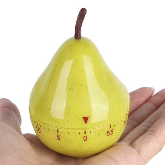 Pear Shaped Wind Up Kitchen Timer, 60 Minute Manual Mechanical Cooking Timer, Cute Cartoon Timer for Baking, Boiling Eggs, Sleep Reminder, No Battery Required