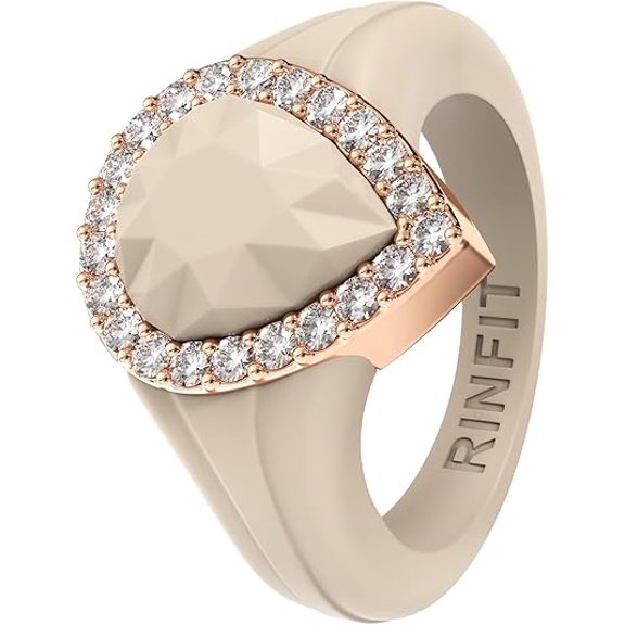 Pear Silicone Ring with Metal Frame & CZ Stones