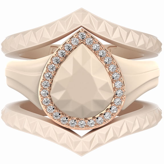 Pear Silicone Ring with Metal Frame & Stones – Includes 2 Stackable Bands | Patented Design by Rinfit